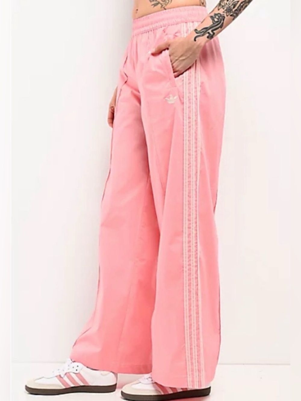 Adidas Originals Wide Leg Pants in Semi Pink Spark